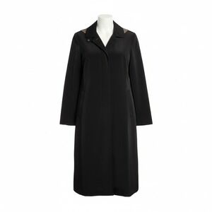 East 5th Luxury Black Trench Coat Zipper Button Removable Liner & Hood Women's L